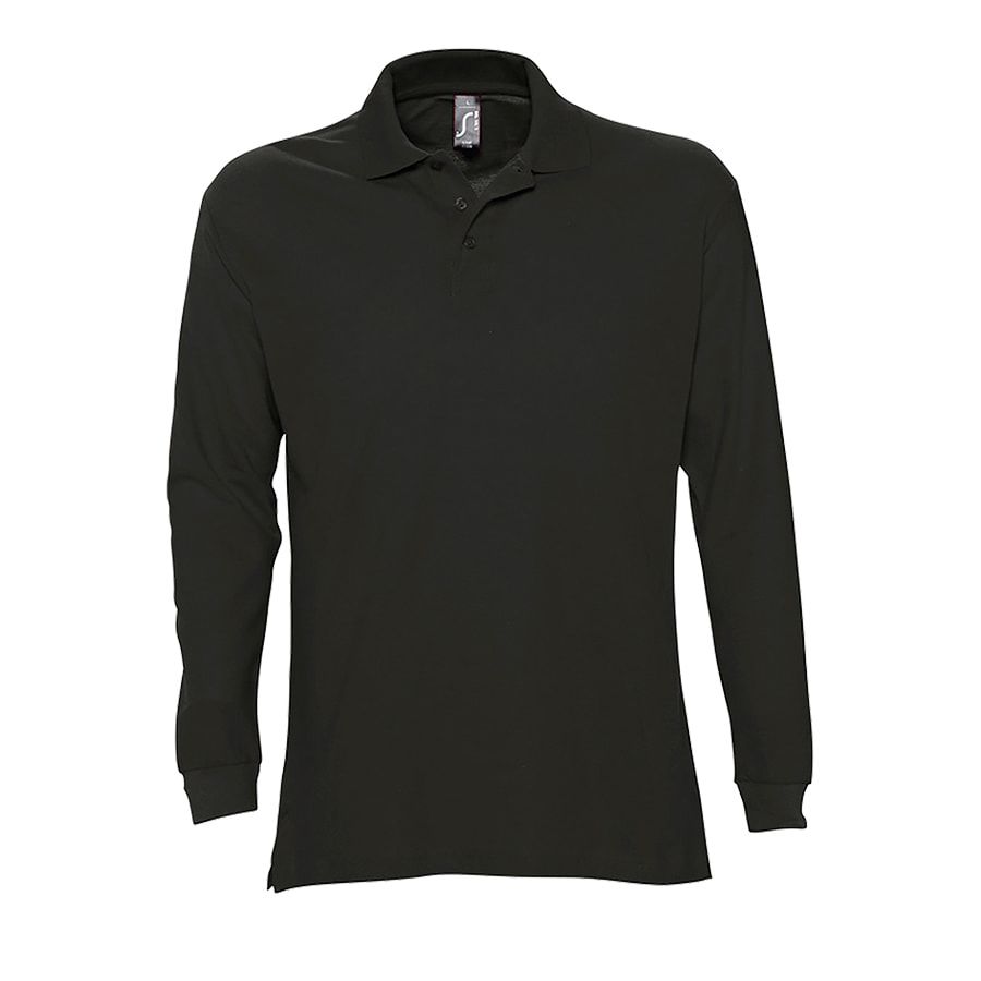 Рубашка поло мужская с длинным рукавом STAR, черный, L, 100% хлопок, 170 г/м2