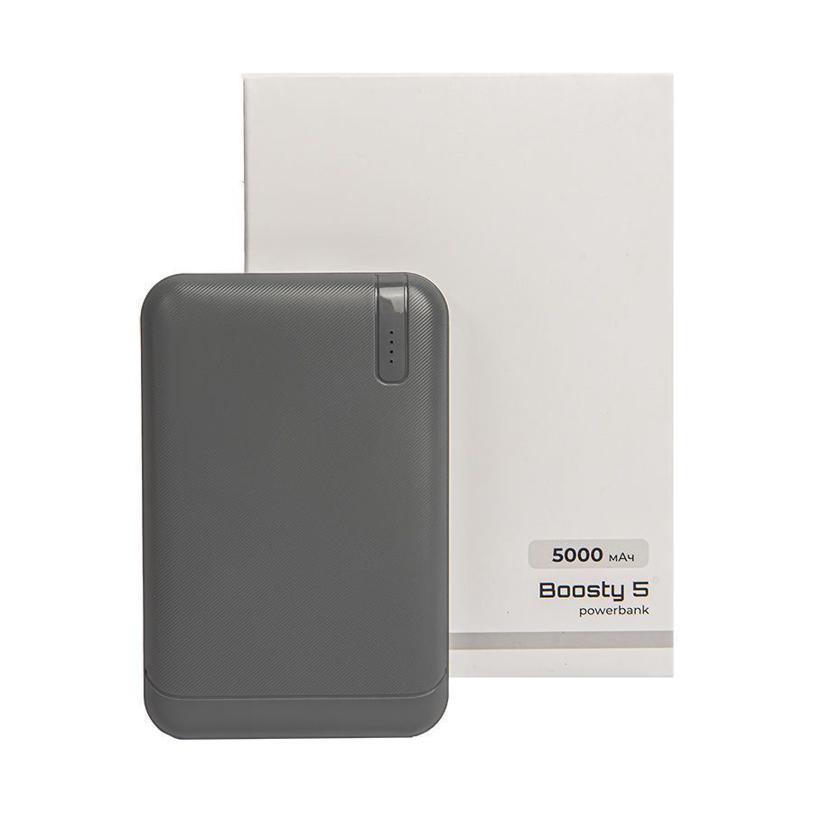 Универсальный аккумулятор OMG Boosty 5 (5000 мАч), серый, 9,8х6.3х1,4 см