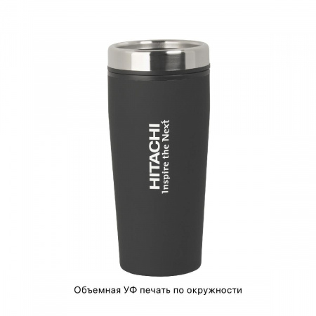 Термостакан "Европа" 500 мл, покрытие soft touch, цвет черный