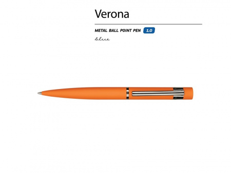 Ручка металлическая шариковая Verona, софт-тач, 1.0 мм, оранжевая