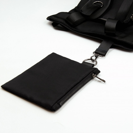Шоппер Superbag Pocket, с внутренним креплением (карабин) и чехлом для мелочей (черный)