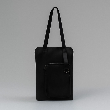 Шоппер Superbag Pocket, с внутренним креплением (карабин) и чехлом для мелочей (черный)