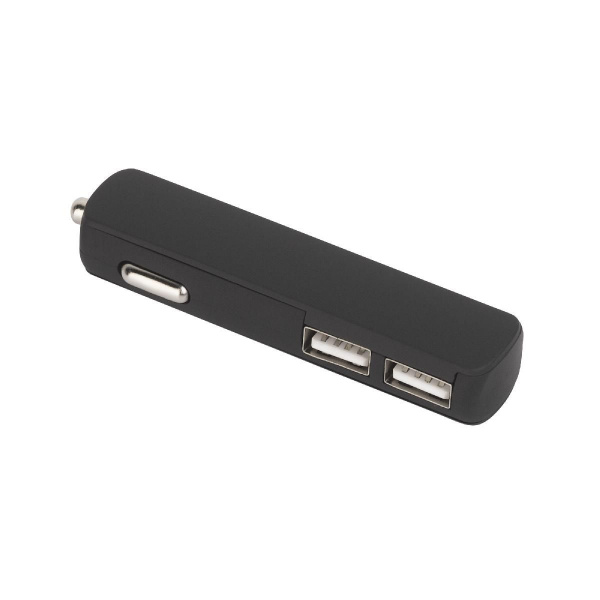 Автомобильное зарядное устройство "Slam" с 2-мя разъёмами USB, покрытие soft touch, цвет черный