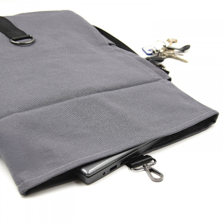 Шоппер Superbag Companion, с тремя отделениями, боковым креплением (карабин) и карманом (серый с черным)