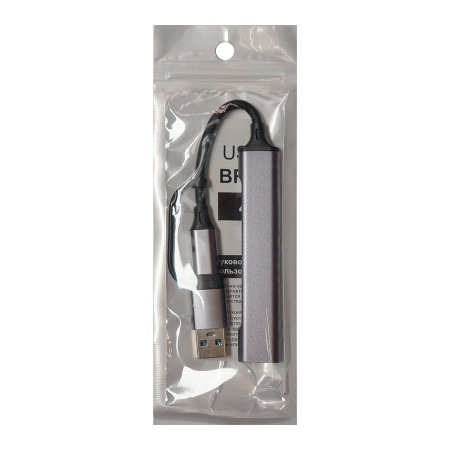 USB-хаб BRANCH 4 в 1, серый, алюминий