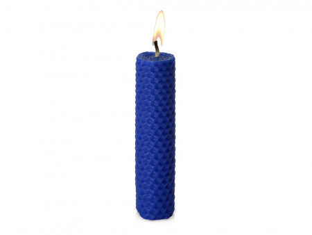 Свеча из вощины 3 х 12,5 см с деревянным ярлыком, синий