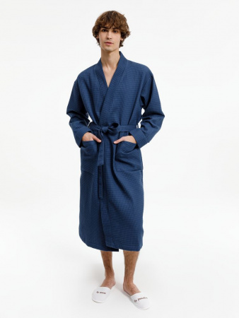 Халат вафельный Kimono, темно-синий, размер M/L