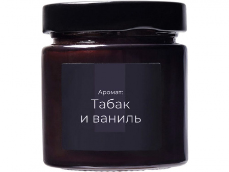 Свеча в стеклянной коричневой банке 200мл, аромат Табак и ваниль, фитиль деревянный