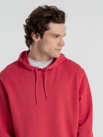 Толстовка с капюшоном унисекс Hoodie, красный меланж, размер L