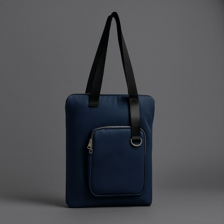 Шоппер Superbag Pocket, с внутренним креплением (карабин) и чехлом для мелочей (темно-синий с черным)