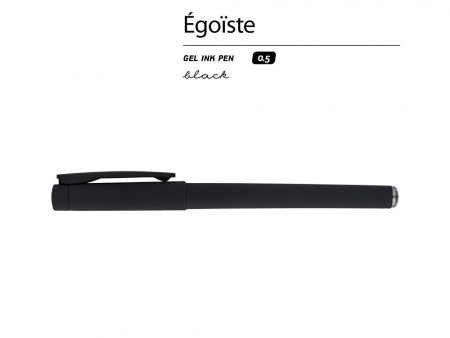 Ручка пластиковая гелевая Egoiste Black под персонализацию, черная, черные чернила