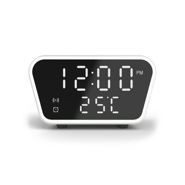 Настольные часы "Smart Clock" с беспроводным (15W) зарядным устройством, будильником и термометром, цвет белый