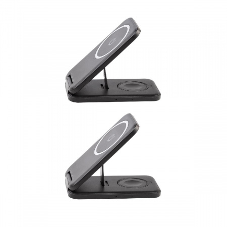 Складная беспроводная (15W) зарядная станция "Slap" с MagSafe, цвет черный