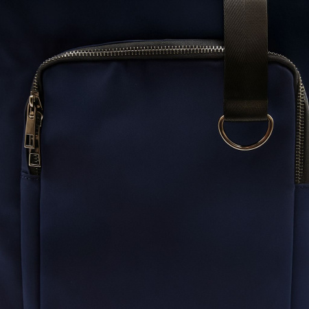 Шоппер Superbag Pocket, с внутренним креплением (карабин) и чехлом для мелочей (темно-синий с черным)