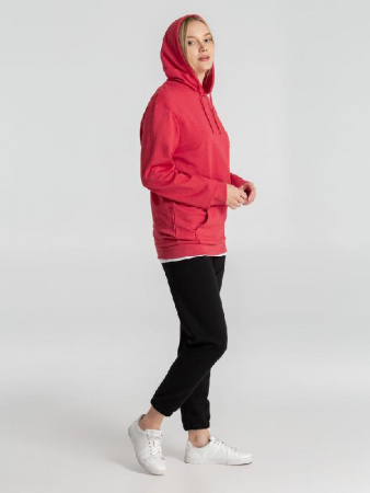 Толстовка с капюшоном унисекс Hoodie, красный меланж, размер L