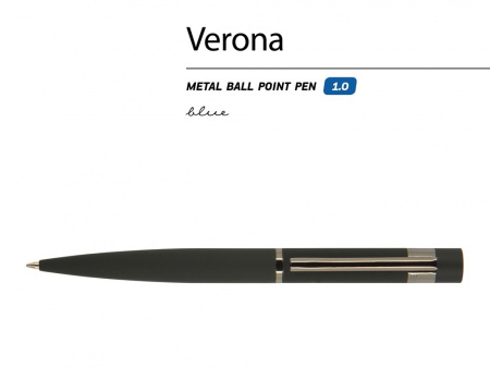 Ручка металлическая шариковая Verona, софт-тач, 1.0 мм, черная