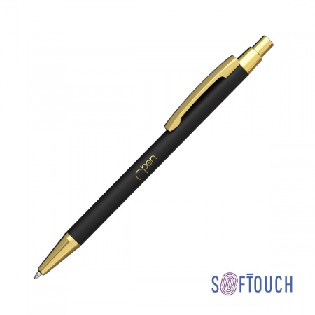 Ручка шариковая "Ray", покрытие soft touch, цвет черный с золотом