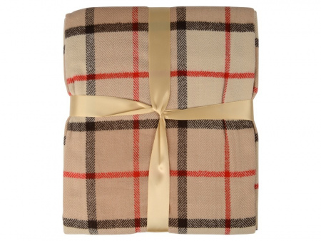 Плед акриловый в клетку Tartan, бежевый