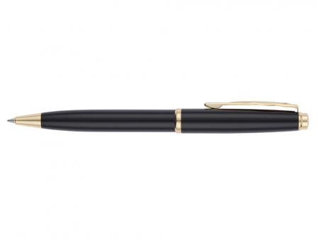Ручка шариковая Pierre Cardin коллекция ГАММА КЛАССИКА (GAMME CLASSIC). Корпус - латунь с лакированным покрытием. Отделка и детали дизайна - сталь с позолотой. Цвет - черный. Упаковка E.