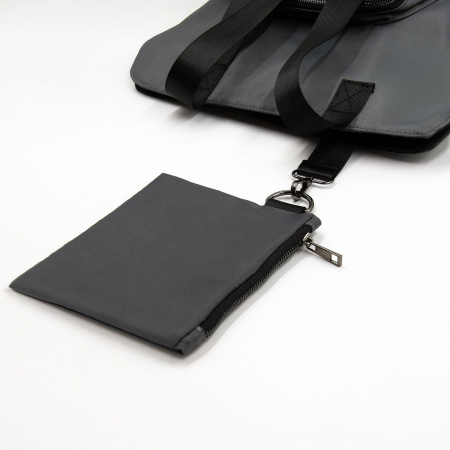 Шоппер Superbag Pocket, с внутренним креплением (карабин) и чехлом для мелочей (серый с черным)