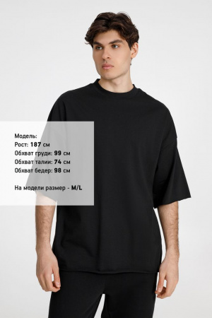 Футболка оверсайз унисекс T9, черная, размер XS/S