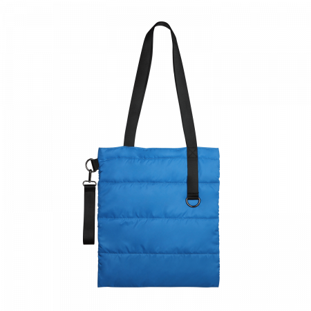 Шоппер Superbag Bubble, стёганый, без застёжки (голубой с черным)