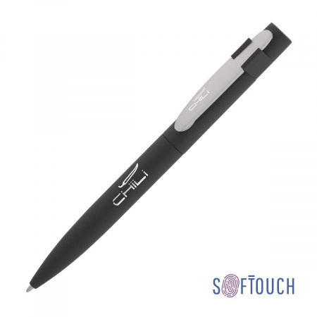 Ручка шариковая "Lip", покрытие soft touch, цвет черный с серебром
