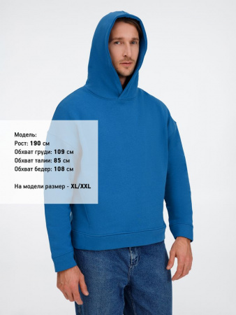Худи оверсайз унисекс Tolla, синее (джинс), размер XL/2XL