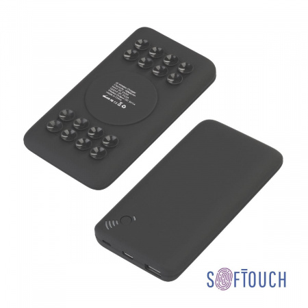 Беспроводное зарядное устройство "Ten SOFTTOUCH", 10000 mAh, цвет черный