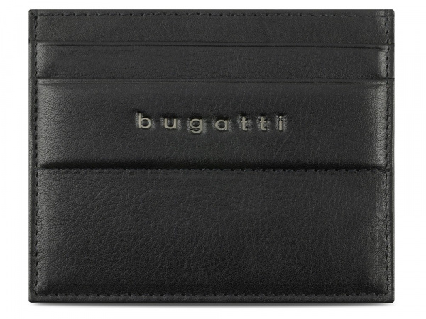 Портмоне для кредитных карт BUGATTI НОМ | NOME, с защитой данных RFID, черное, натуральная воловья кожа, 10,2х0,3х8,2 см