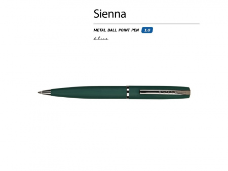 Ручка металлическая шариковая Sienna, софт-тач, 1.0 мм, зеленая