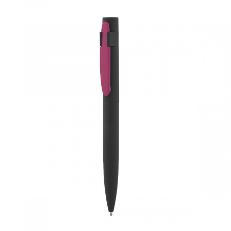 Ручка шариковая "Lip", покрытие soft touch, цвет черный с фуксией