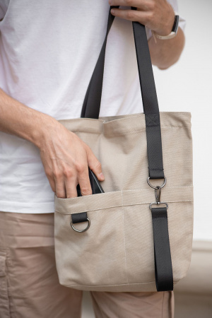 Шоппер Superbag ZIP, с двумя карманами и молнией (песочный)