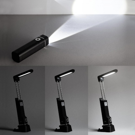 Складная лампа-фонарь "Smart LED", цвет черный