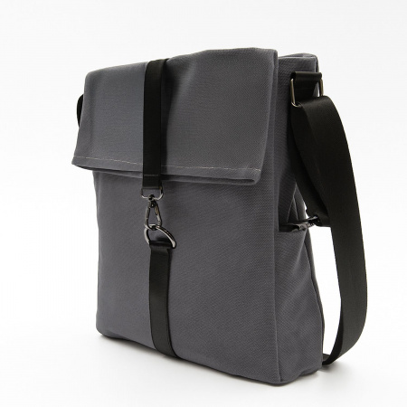 Шоппер Superbag Companion, с тремя отделениями, боковым креплением (карабин) и карманом (серый с черным)