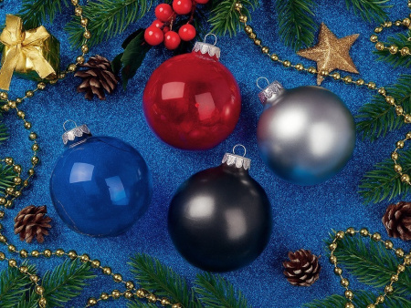 Стеклянный елочный шар Christmas bauble, черный металлик, с серебристым колпачком в черной коробке
