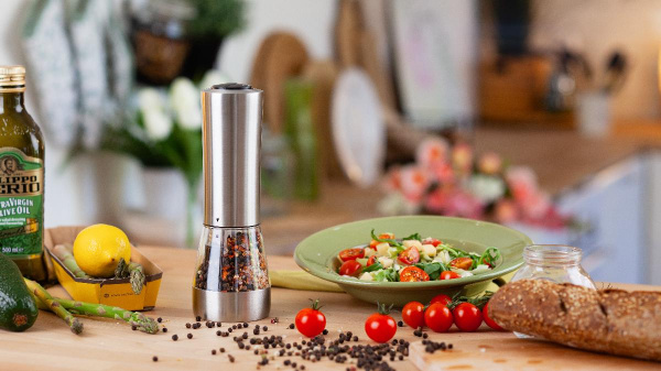 Электрическая мельница "Salt&Pepper" для специй двойная, цвет стальной серый
