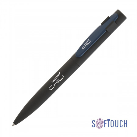 Ручка шариковая "Lip", покрытие soft touch, цвет черный с синим