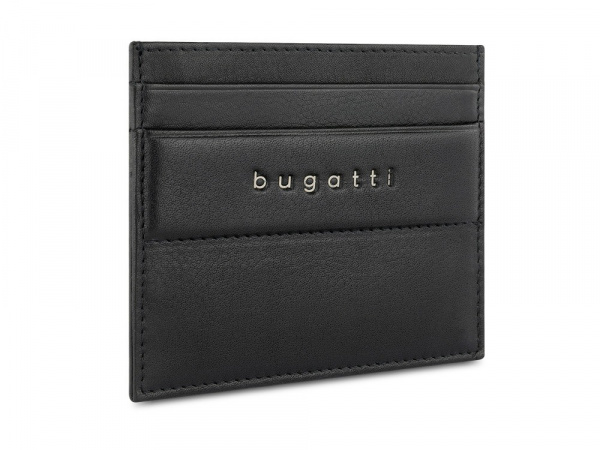 Портмоне для кредитных карт BUGATTI НОМ | NOME, с защитой данных RFID, черное, натуральная воловья кожа, 10,2х0,3х8,2 см