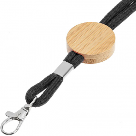 Шнурок для бейджа Tube Wood, черный