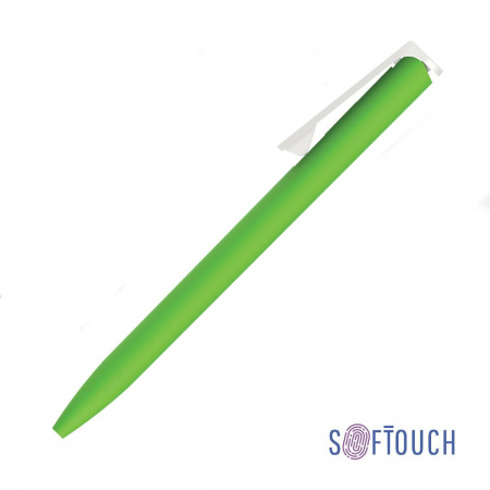 Ручка шариковая "Clive", покрытие soft touch, цвет зеленое яблоко с белым