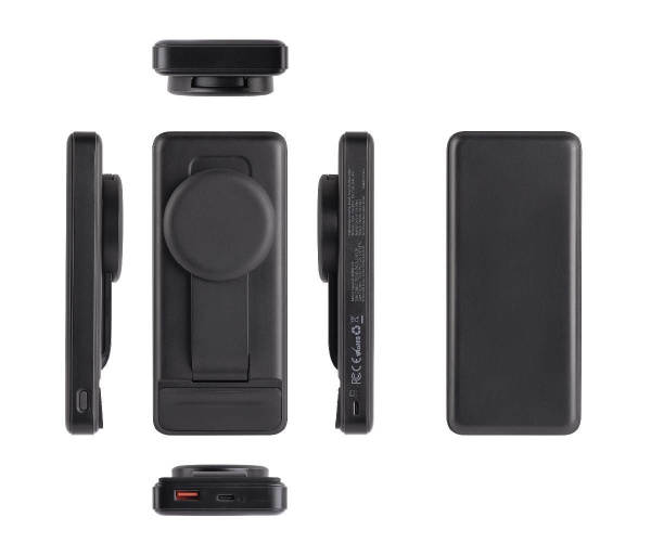 Беспроводная зарядная (20W/15W) станция-пауэрбэнк "Slider" 10000 mAh для смартфонов, наушников, часов, с подвижным зарядным блоком, цвет черный