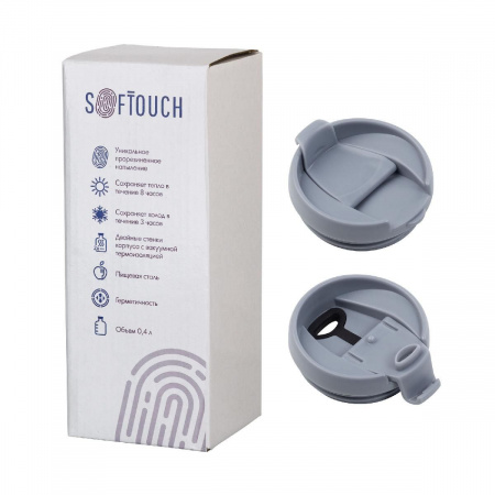 Термостакан "Монтана" 400 мл, покрытие soft touch, цвет серый