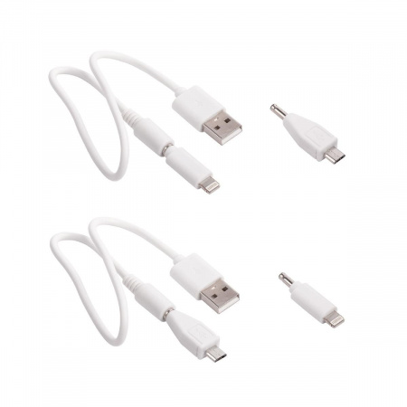 Кабель 2-в-1 (microUSB, Lightning), цвет белый
