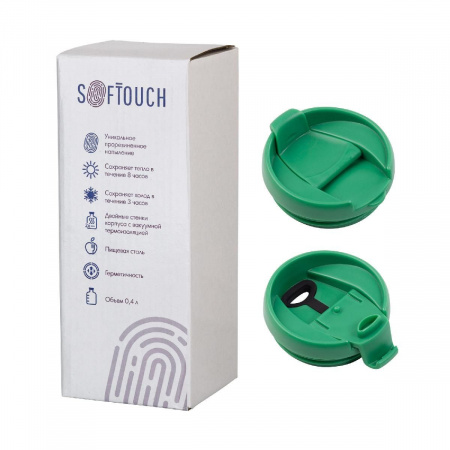 Термостакан "Монтана" 400 мл, покрытие soft touch, цвет зеленый