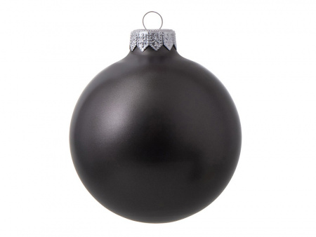 Стеклянный елочный шар Christmas bauble, черный металлик, с серебристым колпачком в черной коробке