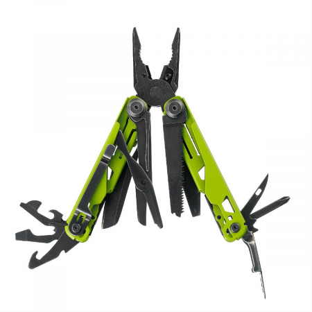 Мультитул Stinger, 107 х 19 мм, 19 функций, сталь, салатовый корпус, стоунвош, в картонной коробке, в комплекте нейлоновый чехол