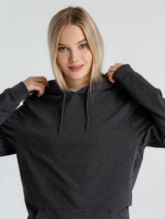 Толстовка с капюшоном унисекс Hoodie, серый меланж (антрацит), размер XL