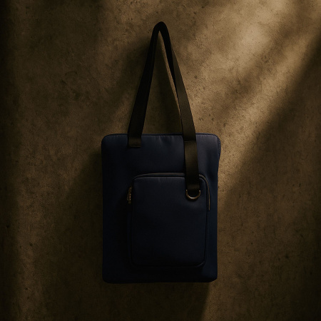 Шоппер Superbag Pocket, с внутренним креплением (карабин) и чехлом для мелочей (темно-синий с черным)