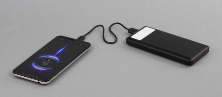 Зарядное устройство "Lumos" 10000 mAh с фонариком, черный, цвет черный